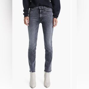 MOTHER | The Rascal High Waist Frayed Ankle Slim Jeans